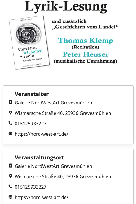 Lyrik-Lesung mit Thomas Klemp, musikalische Untermalung von Peter Häuser
